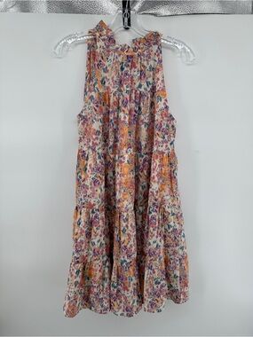 Hailey & Co Cottagecore Boho Romantic Multicolor Printed‎ Ruffle Mini Dress SzM